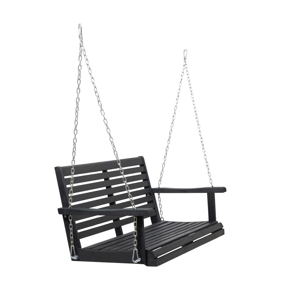 Noble House Tasmania Dark Grey 49.5 in. 2-Person Wood Porch Swing 68523 ...