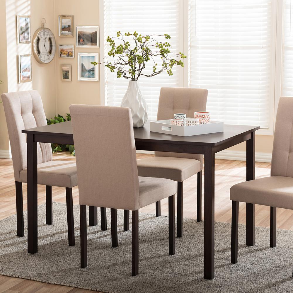 Baxton Studio Andrew 9 Grids 5 Piece Beige Fabric Upholstered Dining Baxton Studio Andrew 9 Grids 5 Piece Beige Fabric Upholstered Dining Set