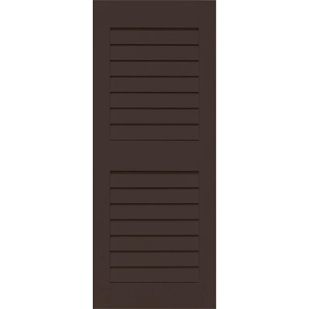 Builders Edge 15 in. x 39 in. Louvered Vinyl Exterior Shutters ...