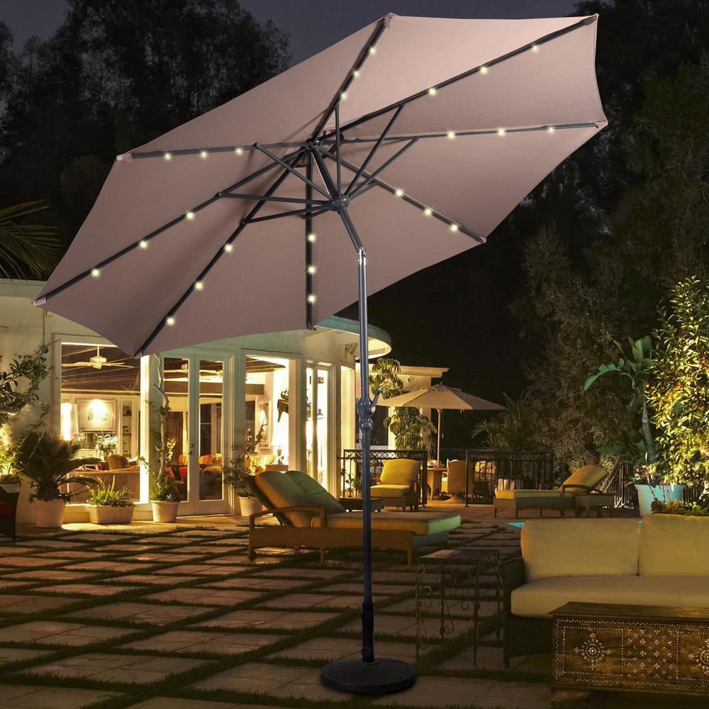 half umbrella with solar lights