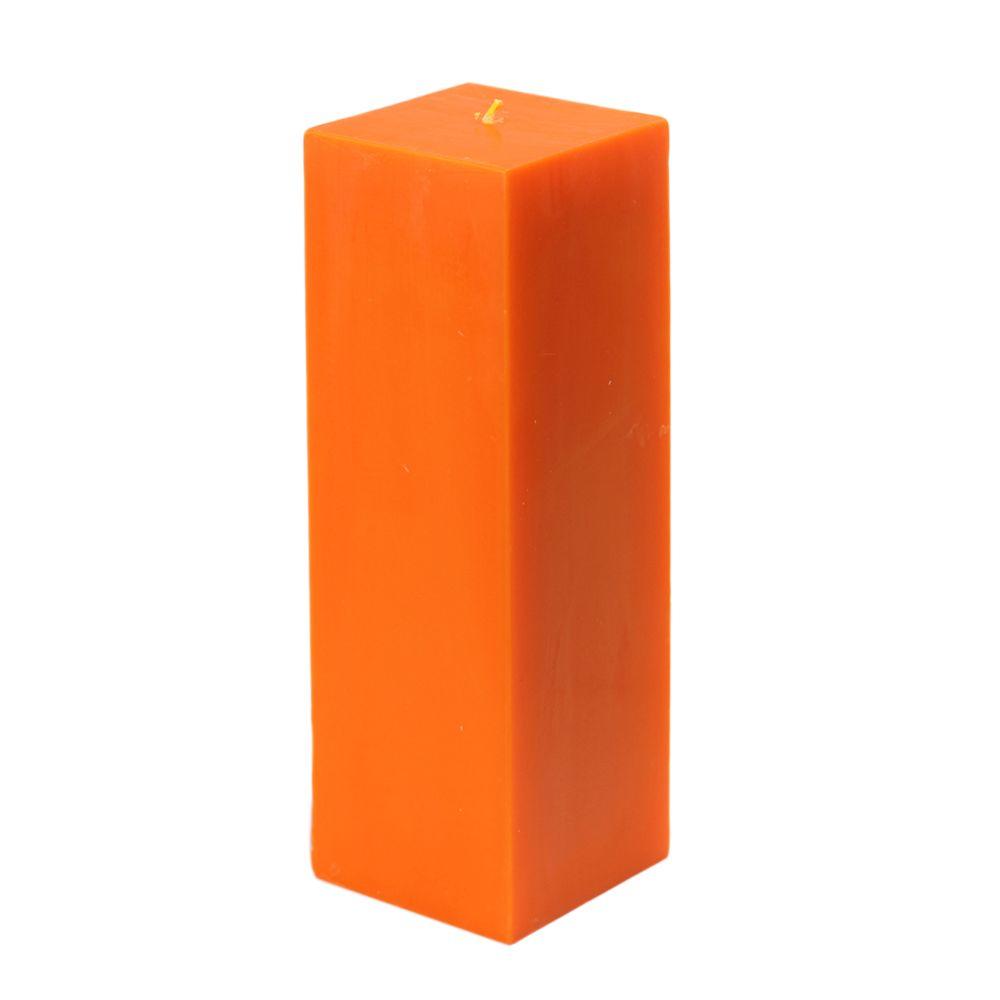 Zest Candle 3 in. x 9 in. Orange Square Pillar Candle Bulk (12Box)CPZ
