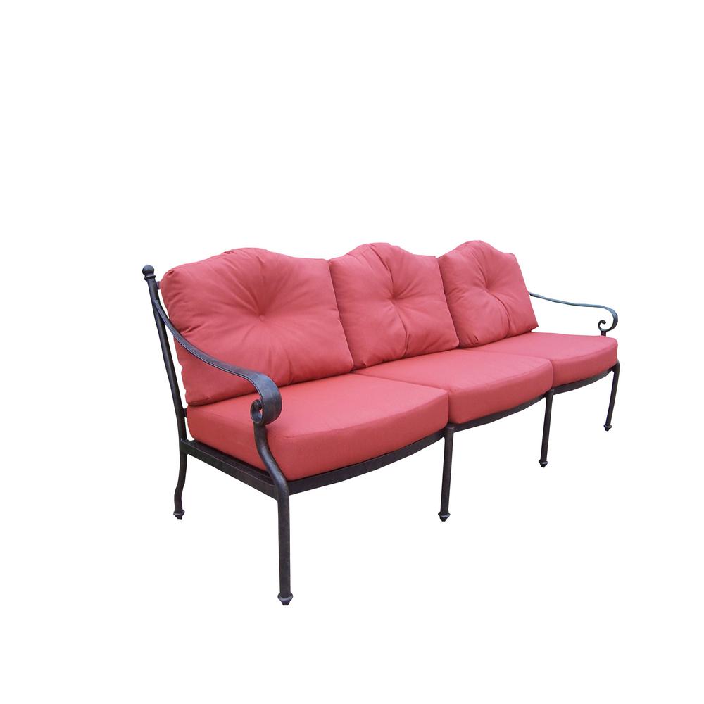Berkley Aluminum Outdoor Sofa With Red Cushions Hd7822 Sf 080 Mc The Home Depot