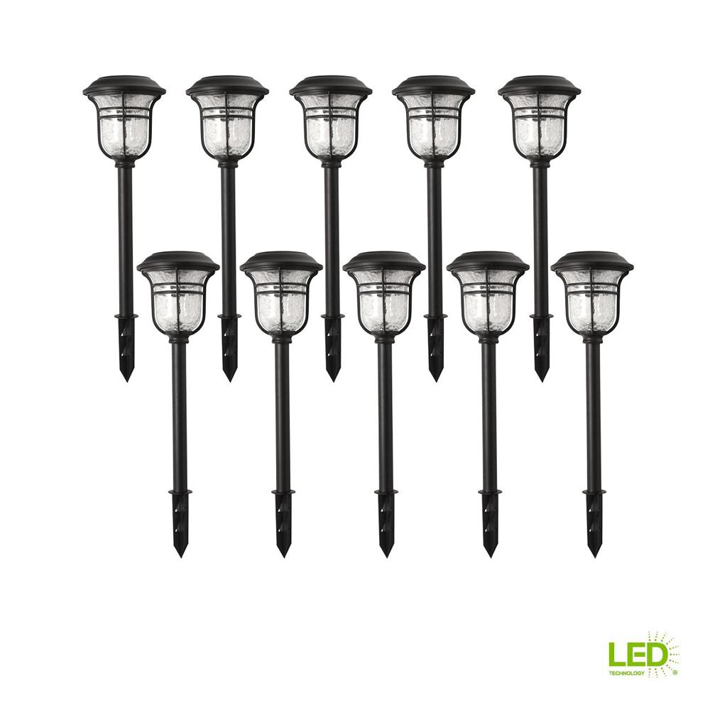 Path Lights Landscape Lighting The Home Depot Solar Powered Black Led Outdoor Integrated 3000k Warm White Landscape