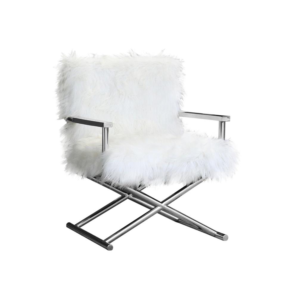 Armen Living Calgary Contemporary White Upholstered Accent Chair