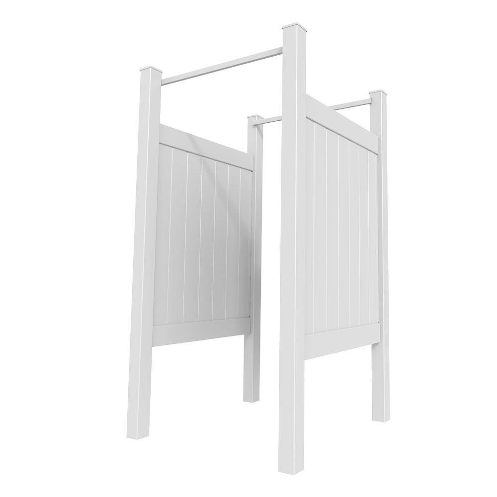 Liquid Sunshine 5 ft. x 4 ft. Vinyl Outdoor Shower Stall Kit with Un