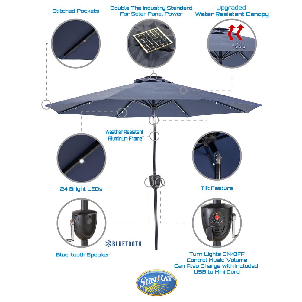 patio umbrella bluetooth speaker with led lights