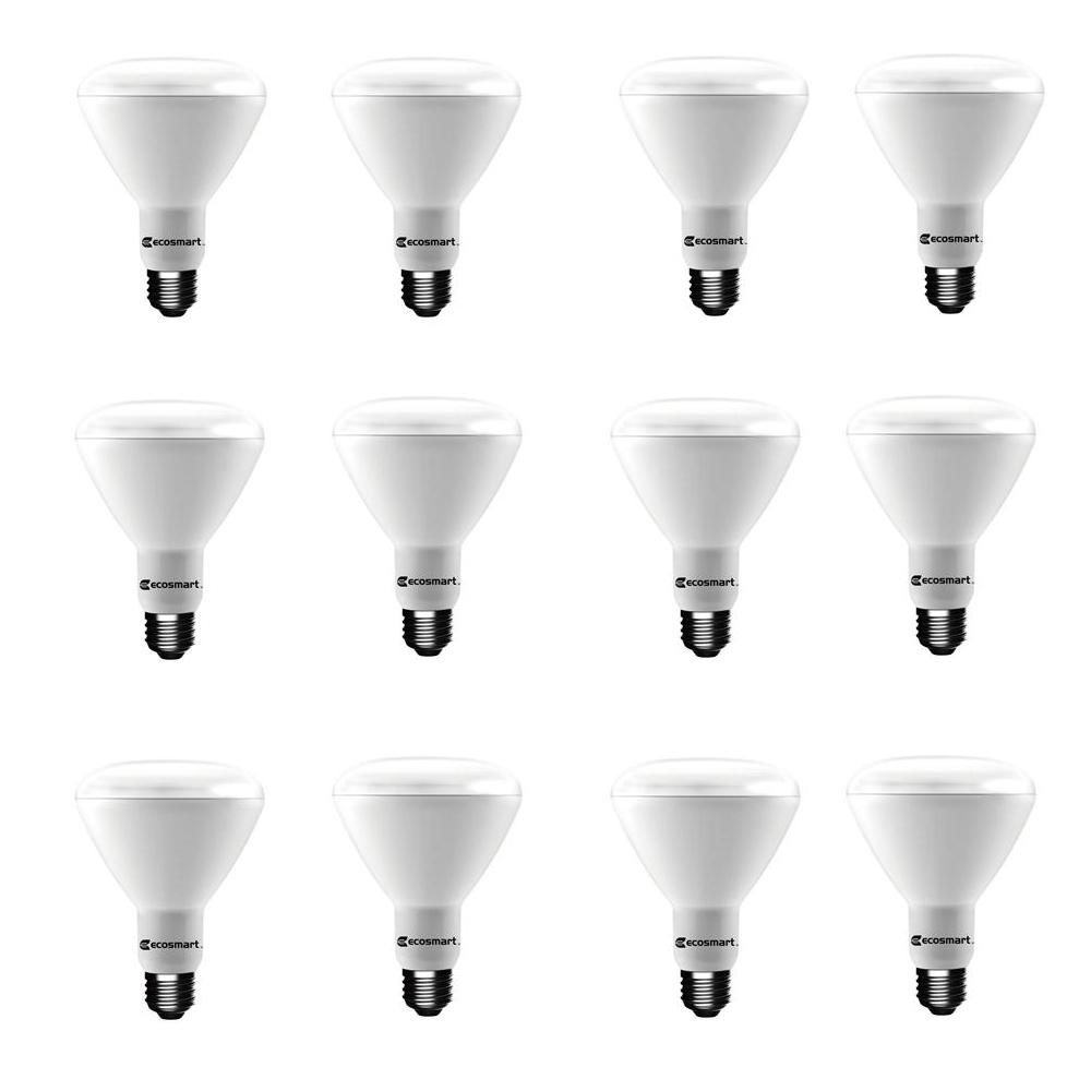 EcoSmart 65-Watt Equivalent BR30 Dimmable ENERGY STAR LED Light Bulb Daylight (12-Pack ...