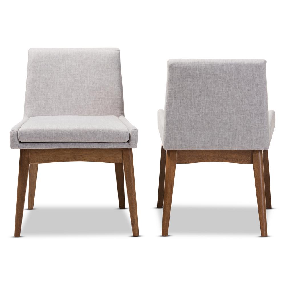 Baxton Studio Nexus Greyish Beige Walnut Brown Fabric Dining Chair Baxton Studio Nexus Greyish Beige Walnut Brown Fabric Dining Chair Set Of 2