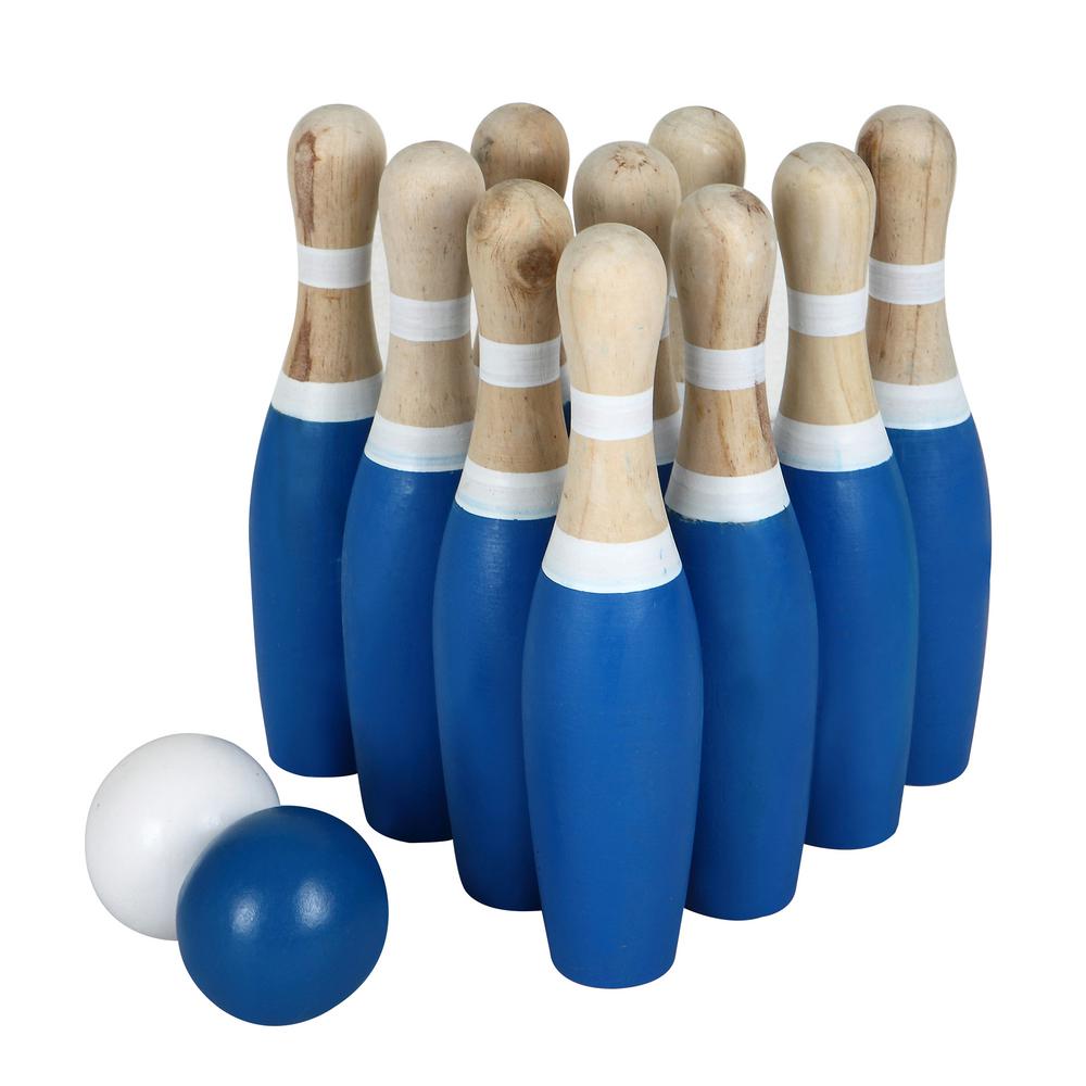 UPC 672875000043 product image for Hathaway 10-Pin Lawn Bowling Game with Solid Wood Pins and Balls in Blue/White | upcitemdb.com