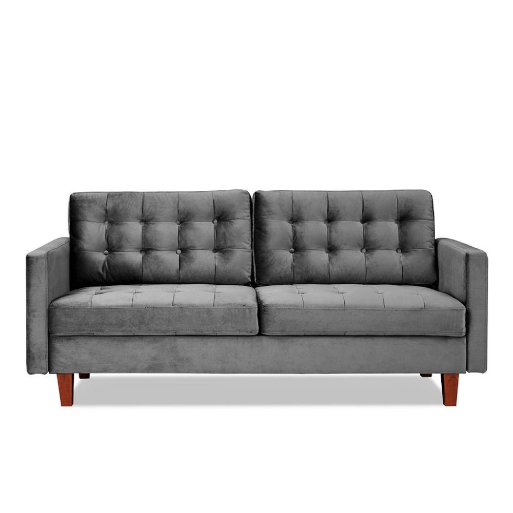 US Pride furniture Kelleher Tufted Velvet Fabric Sofa Grey S5474S