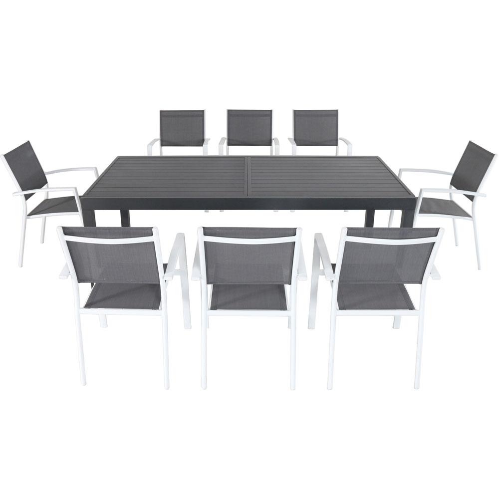 Hanover Naples 9 Piece Aluminum Outdoor Dining Set Naplesdn9pc Wht Hanover Naples 9 Piece Aluminum Outdoor Dining Set