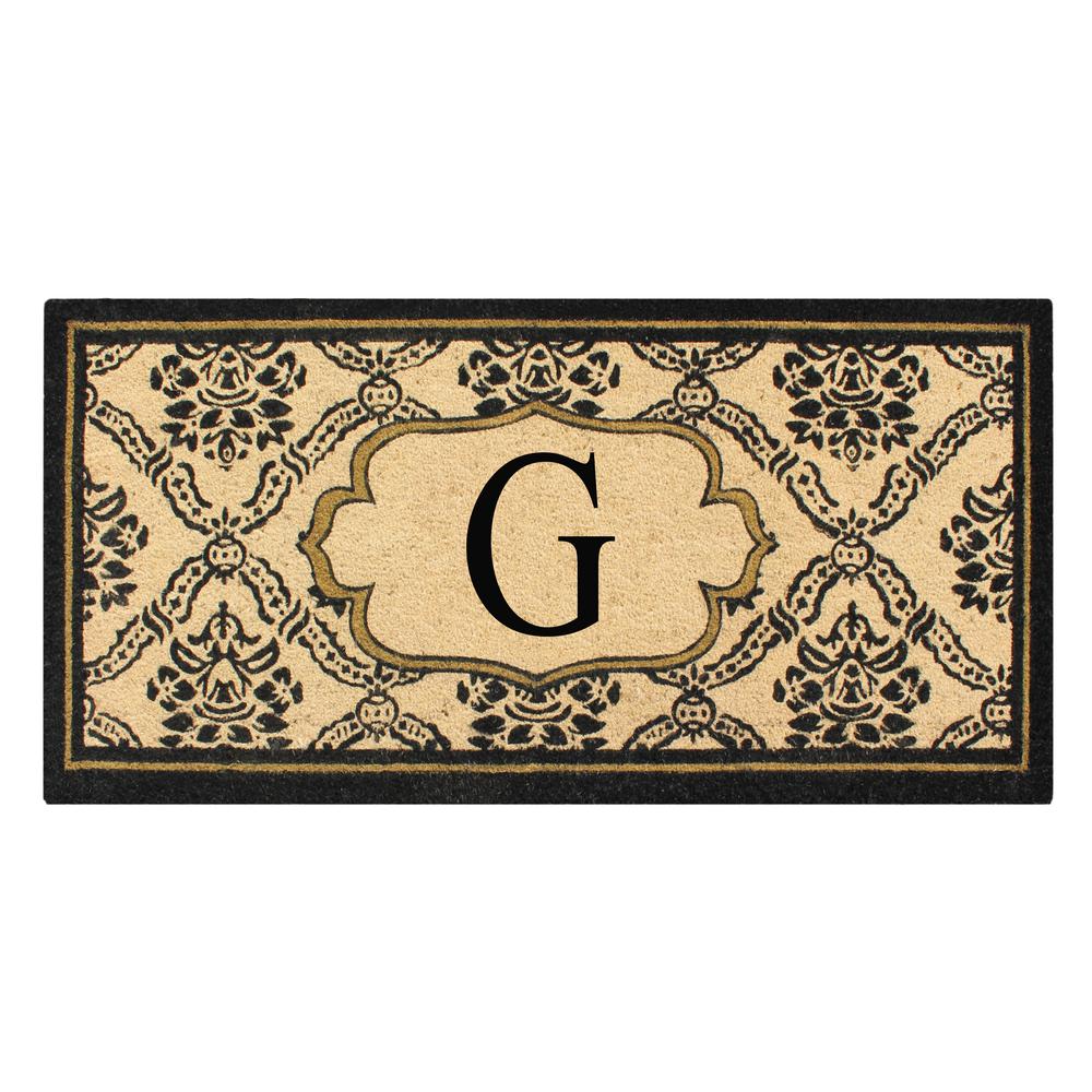 A1hc First Impression Uriel Treated 24 In X 57 In Coir Monogrammed G Door Mat