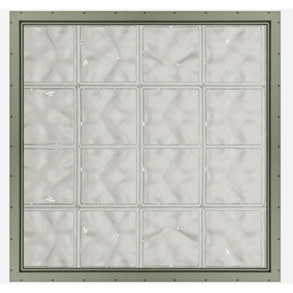 CrystaLok 31.75 in. x 31.75 in. x 3.25 in. Wave Pattern Glass Block