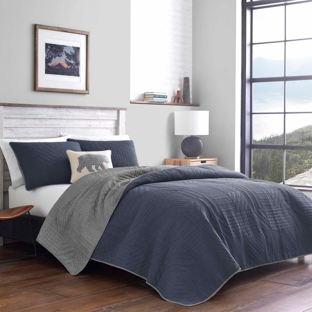 Eddie Bauer 3Piece Blue Hidden Lake Cotton Full/Queen Quilt Set