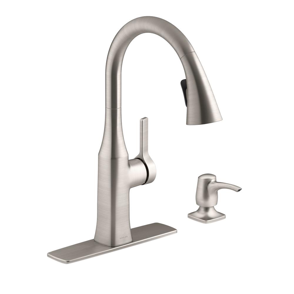 Kohler Kitchen The Home Depot Rubicon Single Handle Pull Down Sprayer Kitchen Faucet In Vibrant Stainless