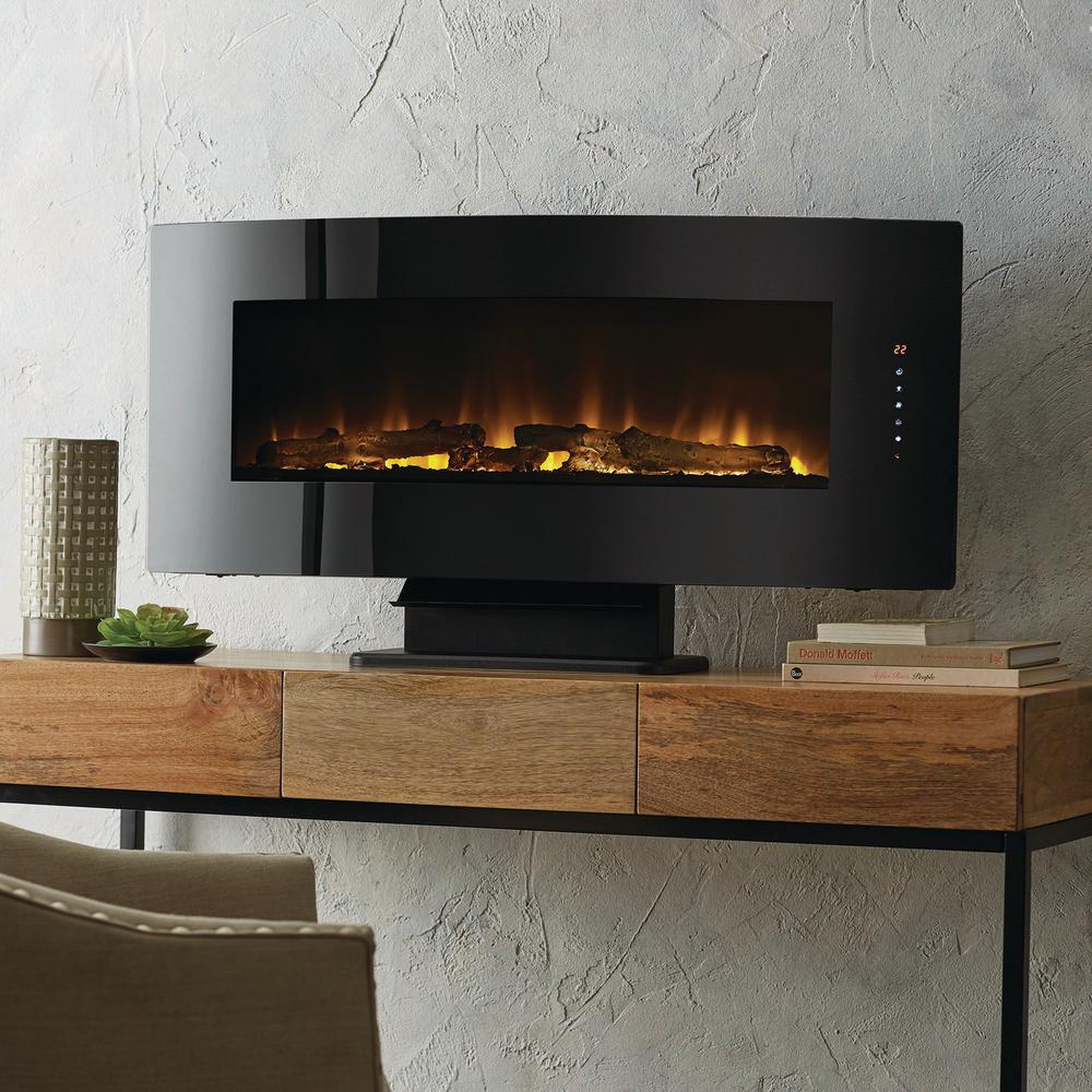 Muskoka 42 In W Contemporary Curved Front Slim Line Wall Mount Infrared Electric Fireplace Black Mhc42bl The Home Depot - Thin Wall Fireplace Muskoka 42 In W Contemporary Curved Front Slim Line Wall Mount Infrared Electric Fireplace Black Mhc42bl The Home Depot - Thin Wall Fireplace