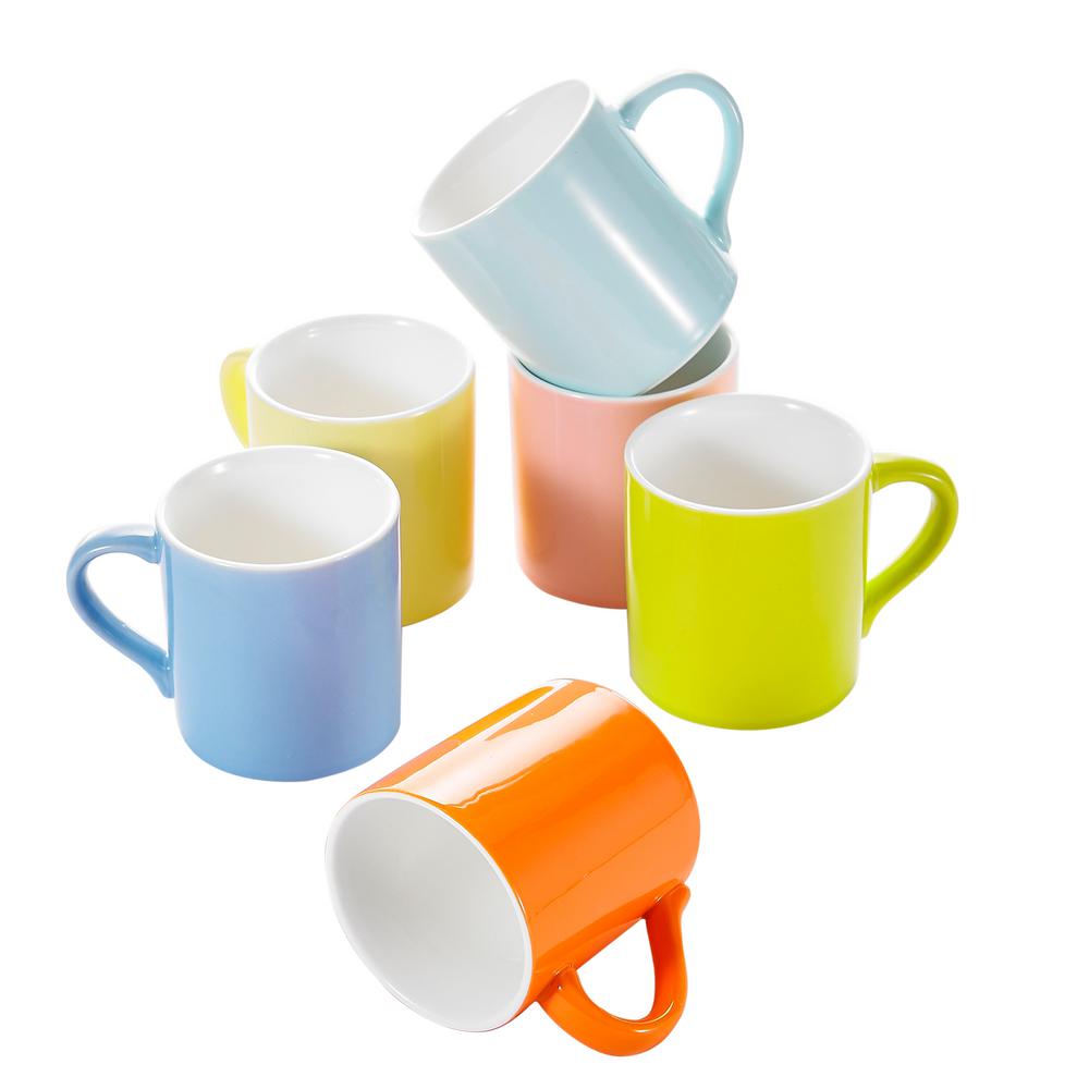 Panbado 12.5 oz. Assorted Colors Porcelain Coffee Mugs Tea Cups (Set of ...