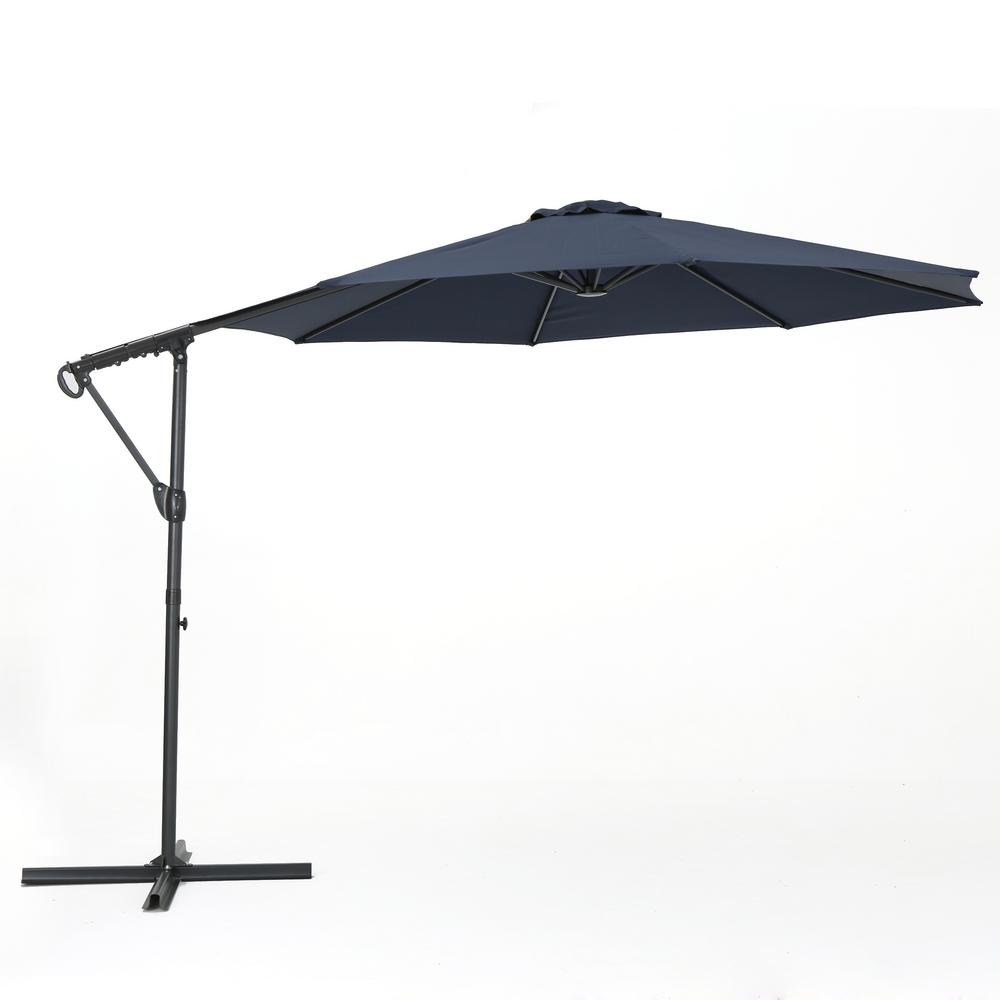 Le House 11 5 Ft Steel Cantilever Tilt Patio Umbrella In Blue Steel Cantilever Tilt Patio Umbrella In Blue