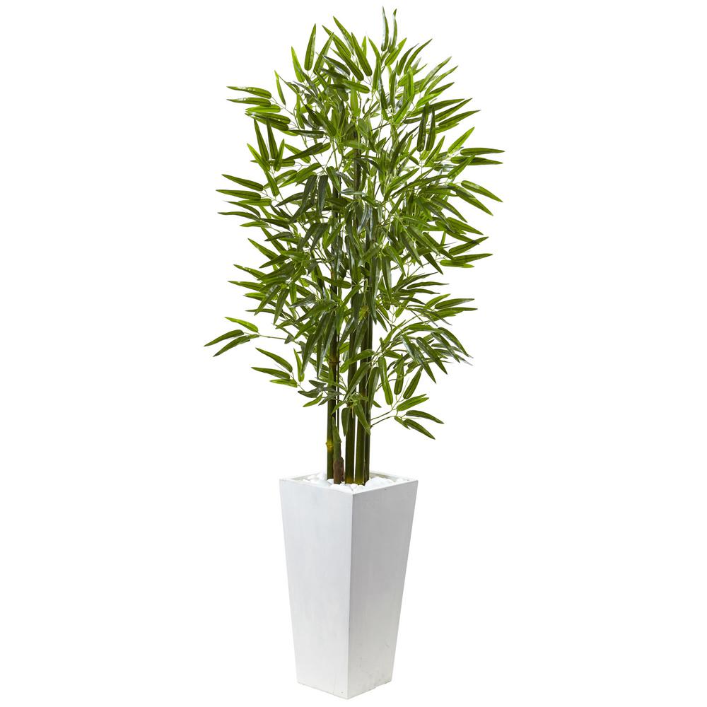 Nearly Natural Bamboo Tree With White Planter Uv Resistant Indoor Nearly Natural Bamboo Tree With White Planter Uv Resistant Indoor Outdoor
