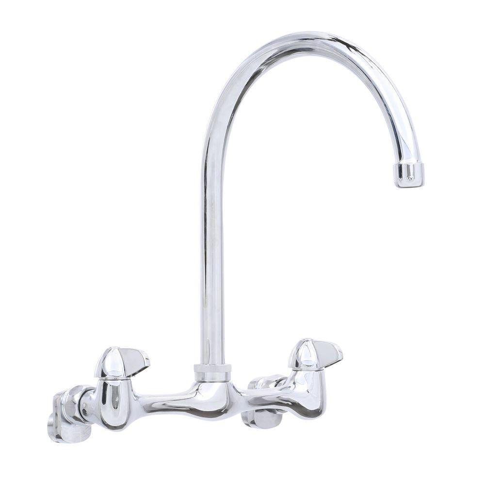 Glacier Bay Builders 2 Handle Wall Mount High Arc Standard Kitchen Glacier Bay Builders 2 Handle Wall Mount High Arc Standard Kitchen Faucet In Chrome