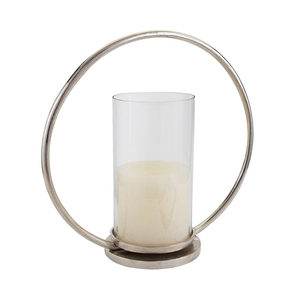 Titan Lighting Hoop Hurricane Large 16 in. Nickel Candle HolderTN