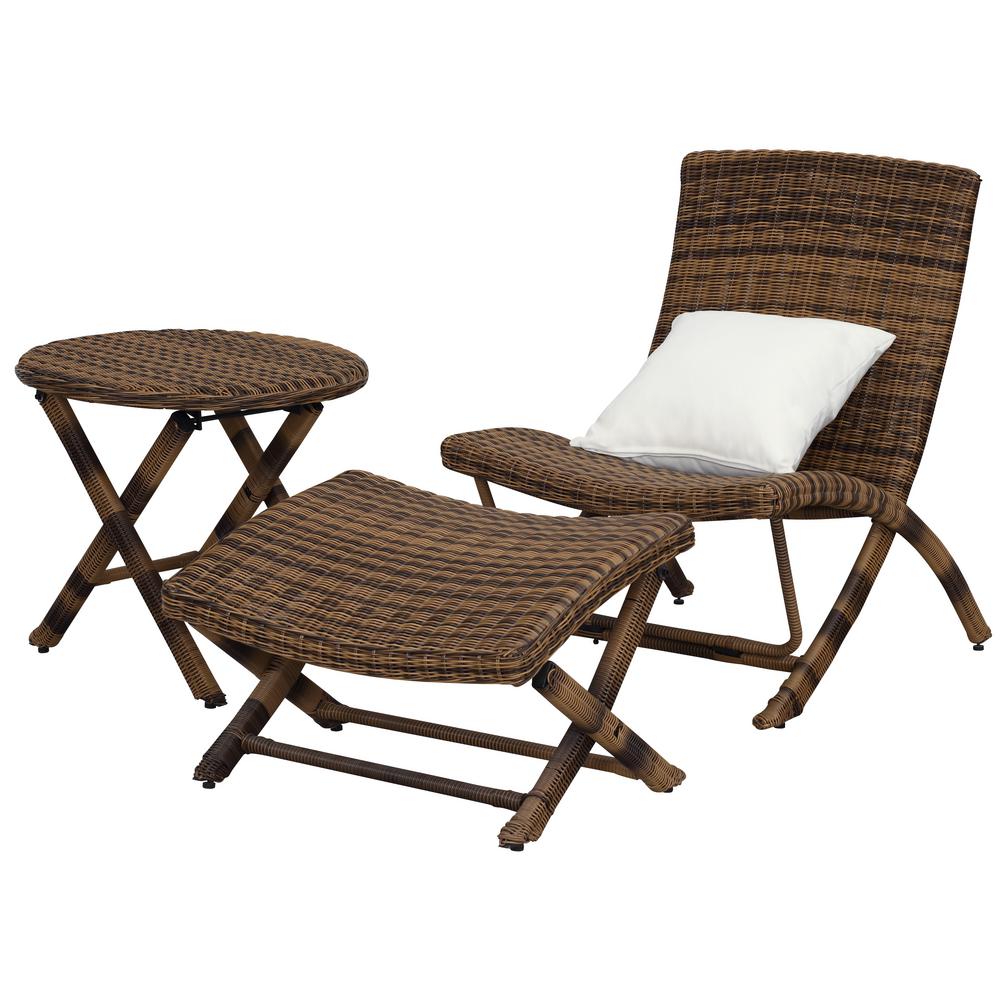 Safavieh Perkins Brown 3-Piece Wicker Outdoor Lounge Chair-PAT2507A