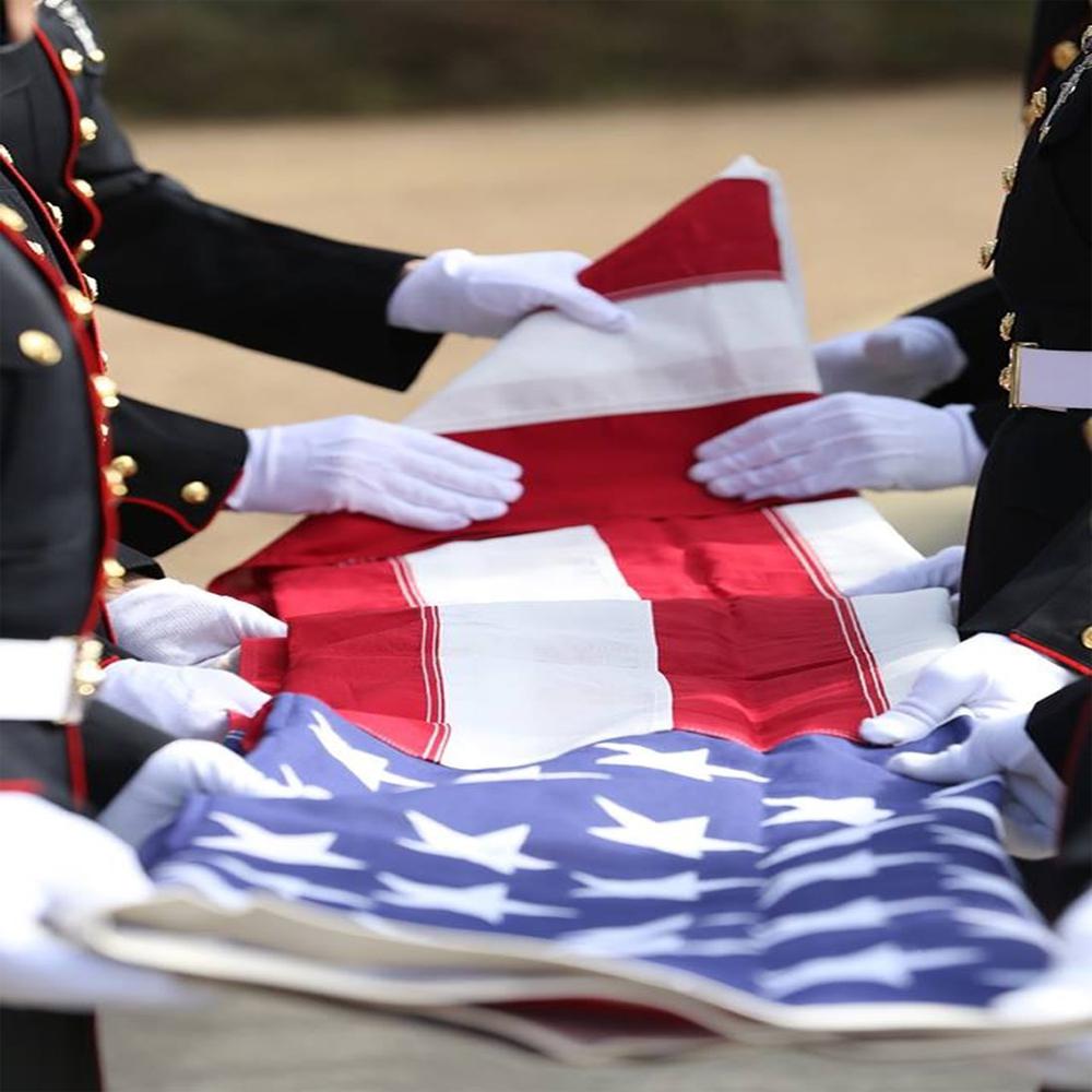 american flag on casket