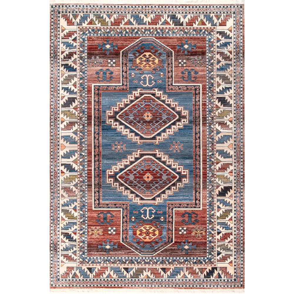 nuLOOM Vintage Kathryn Aztec Tassel Blue 8 ft. x 10 ft. Area Rug