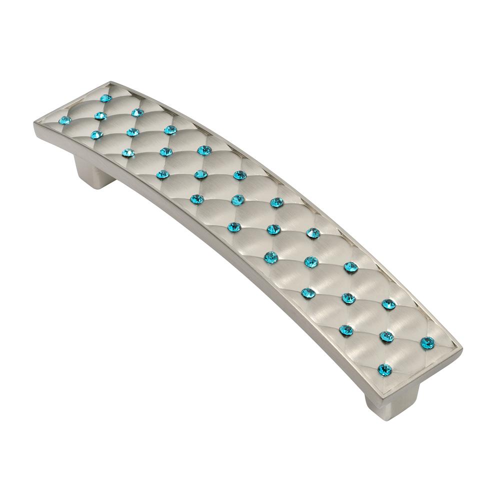 Wisdom Stone Gabrielle 33/4 in. Satin Nickel with Aqua Blue Crystal