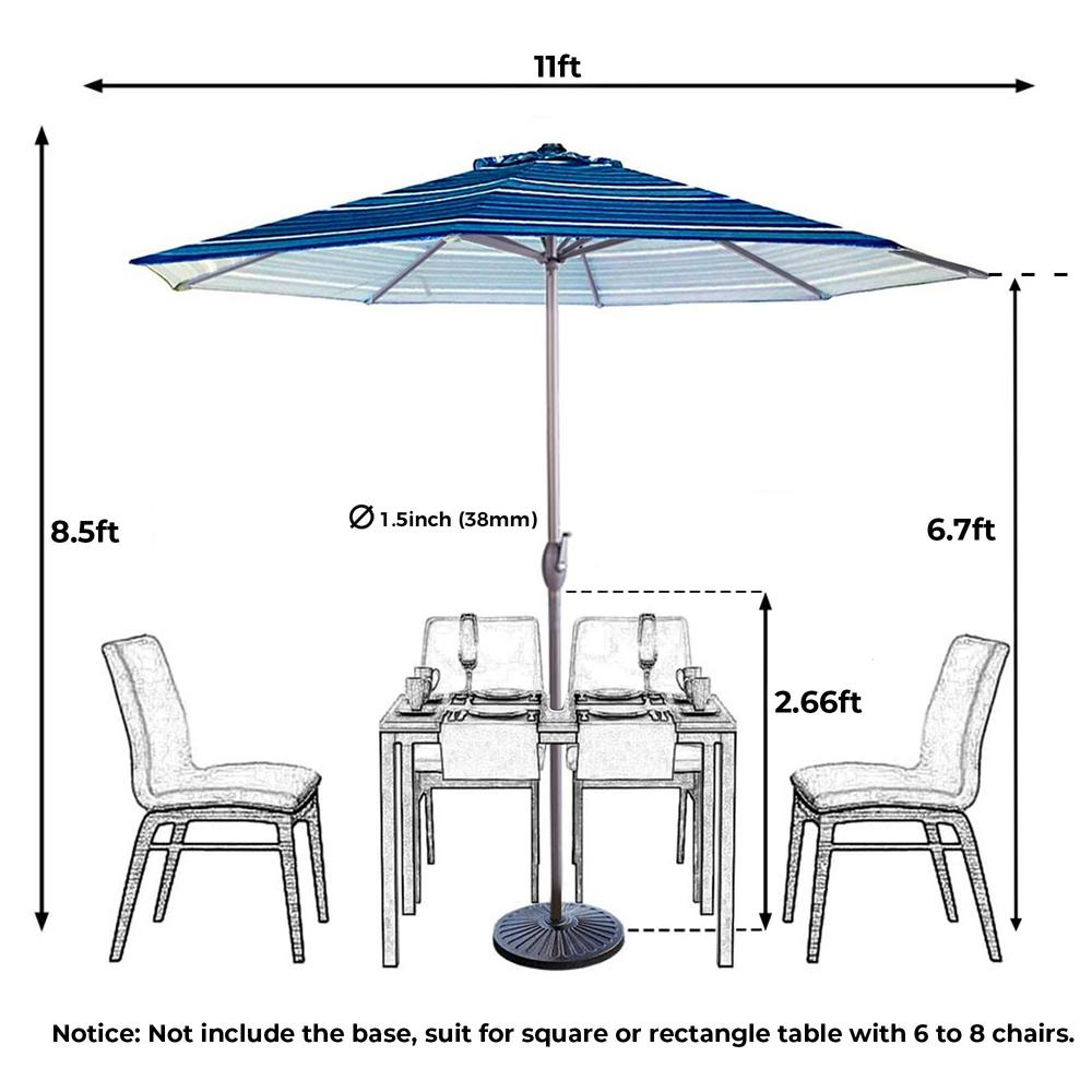 Abba Patio 11 Ft Market Patio Umbrella With Push Tilt And Crank In Blue Stripe Ap11388ctbs The Home Depot