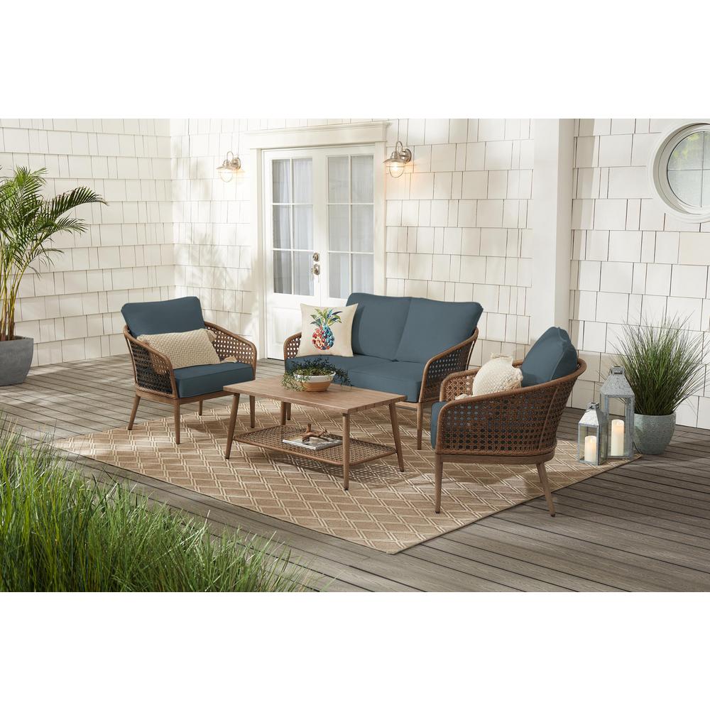 Hampton Bay Laurel Oaks Brown 4Piece Steel Outdoor Patio Conversation