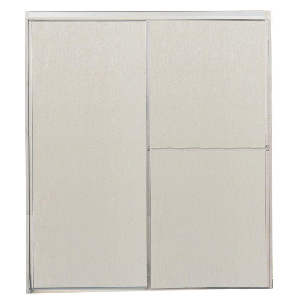 59 1 2 In X 63 4 Framed Sliding Shower Door Bright Clear With Rain Glass And Towel Bar
