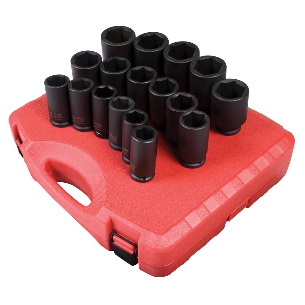 Sunex 3/4 in. Drive Deep Metric Impact Socket Set (17Piece)4686 The