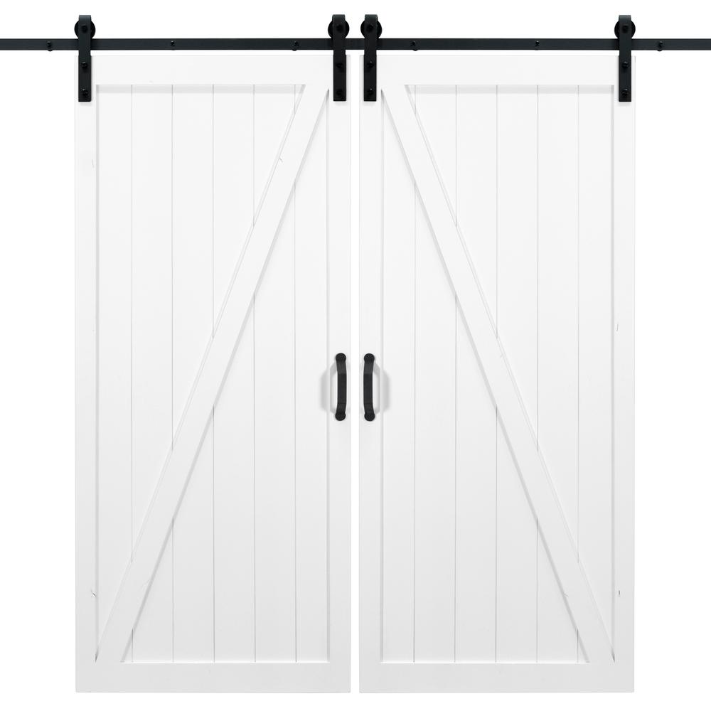 Dogberry 36 In X 84 In Classic Z White Double Sliding Barn Door