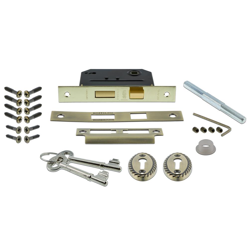 Mortise Satin Nickel Nostalgic Warehouse Rope Rosette with Parlor Lever