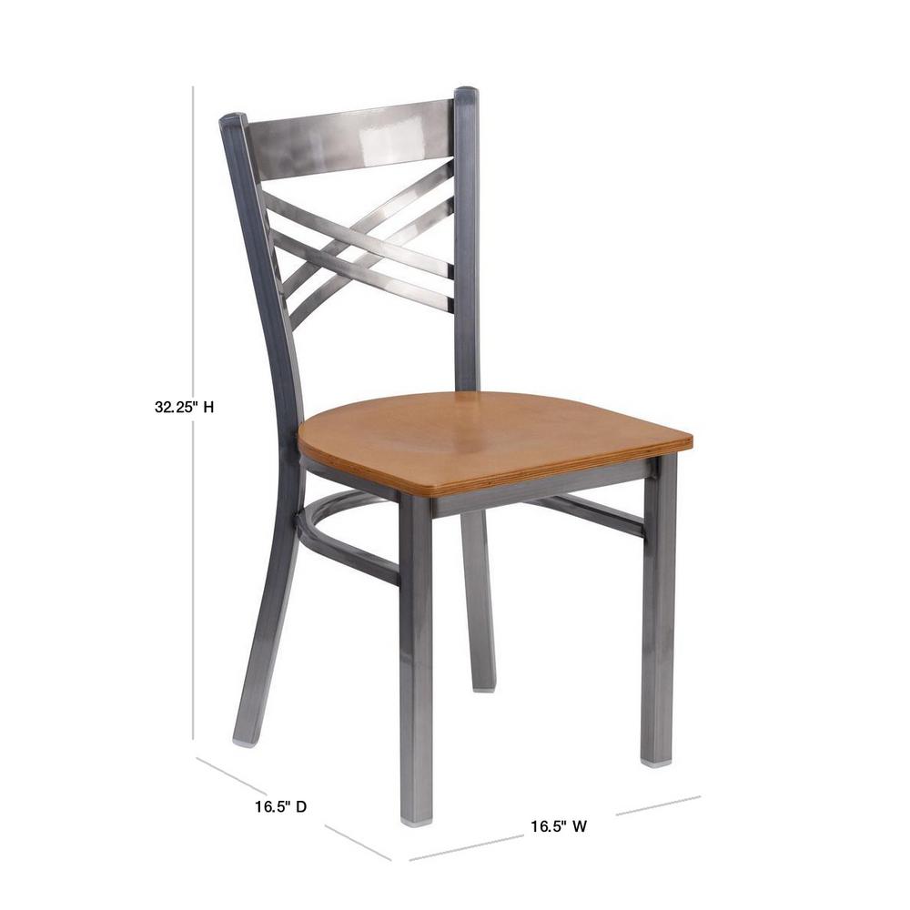 Flash Furniture Hercules Natural Wood Seat Clear Coated Metal Frame Side Chair Xu6fobclnatw The Home Depot