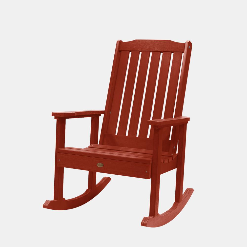 Highwood Lehigh Rustic Red Plastic Outdoor Rocking Chair Ad Rkch1 Red The Home Depot