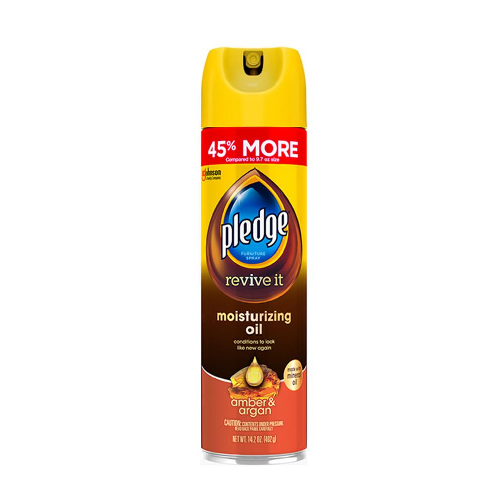Pledge 14.2 oz. Amber and Argan Scent Furniture Moisturizing Oil-317323 - The Home Depot