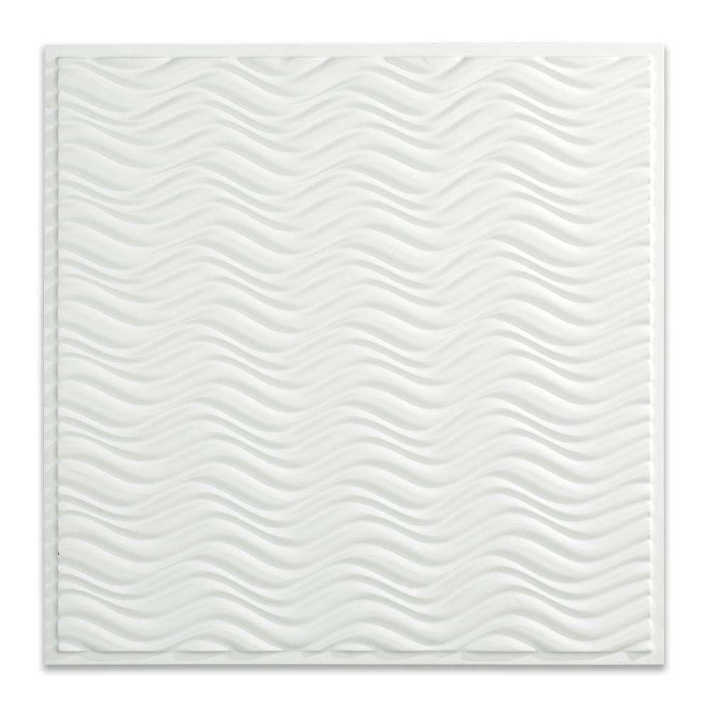 Fasade Current 2 ft. x 2 ft. Gloss White LayIn Vinyl Ceiling Tile (20 sq. ft.)PL7600 The