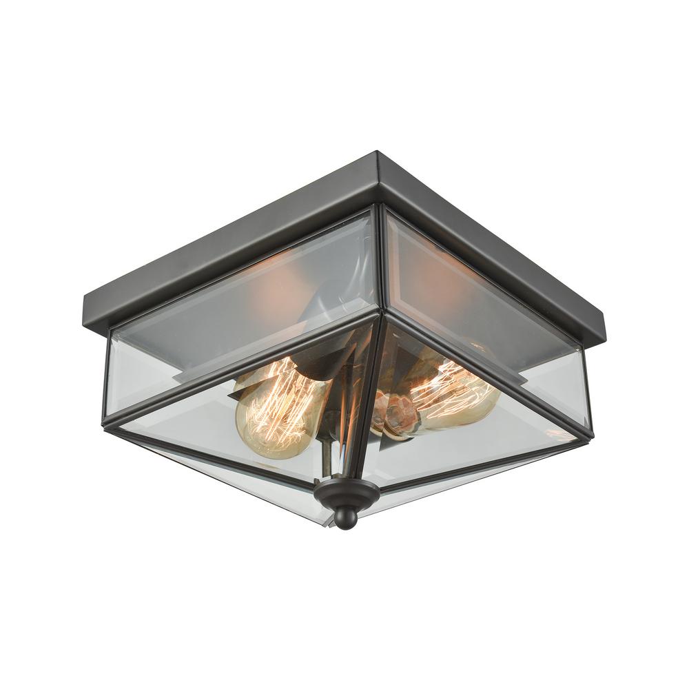 Thomas Lighting Outdoor Ceiling The Lankford 2 Light Oil Rubbed Bronze Outdoor Flush Mount