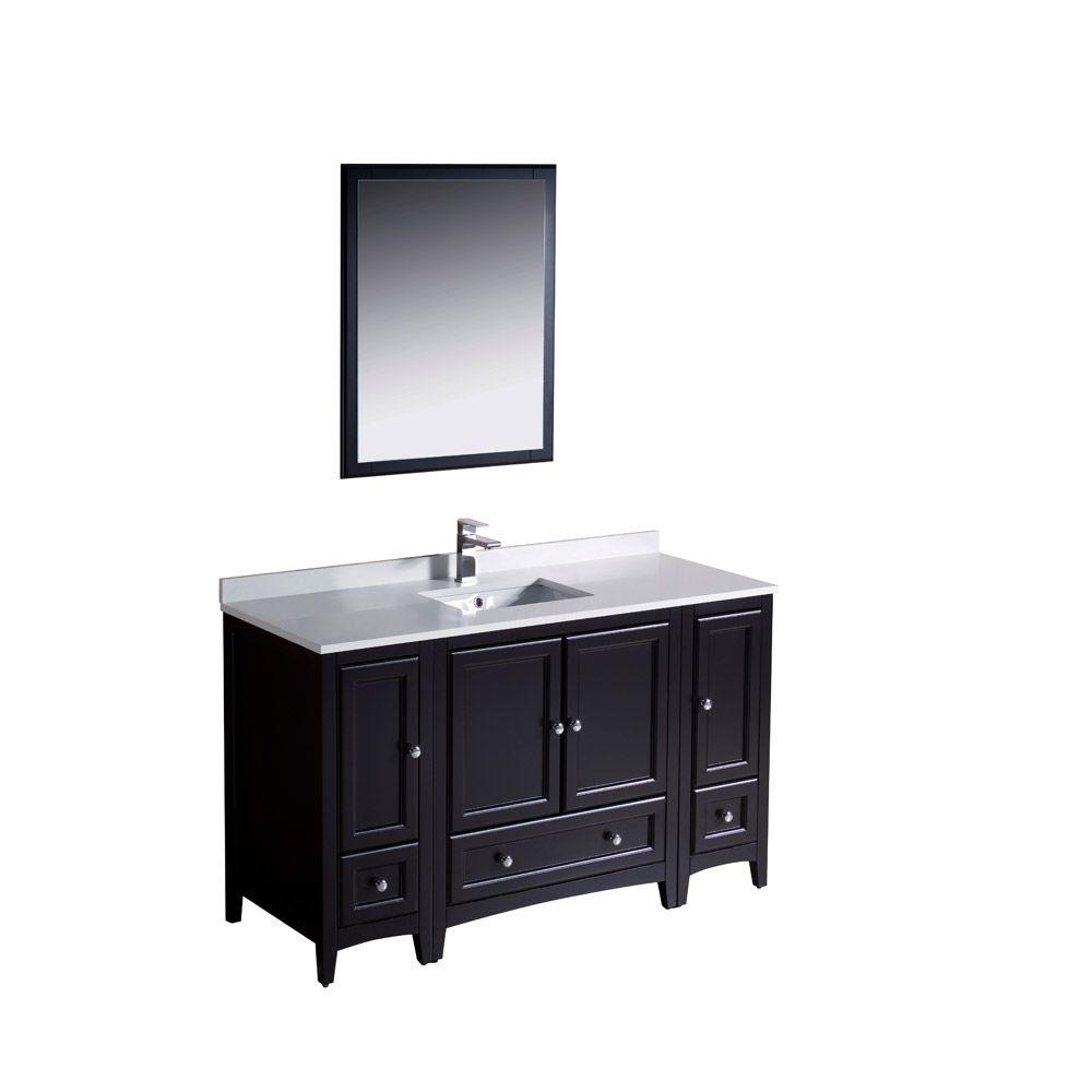 Fresca Oxford 54 In Vanity Espresso With Ceramic Top Fresca Oxford 54 In Vanity Espresso With Ceramic Top White