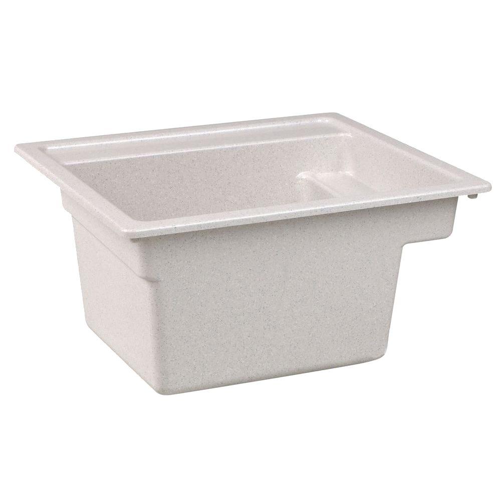 MUSTEE 22 In. X 25 In. Fiberglass Self-Rimming Utility Sink In Biscuit ...