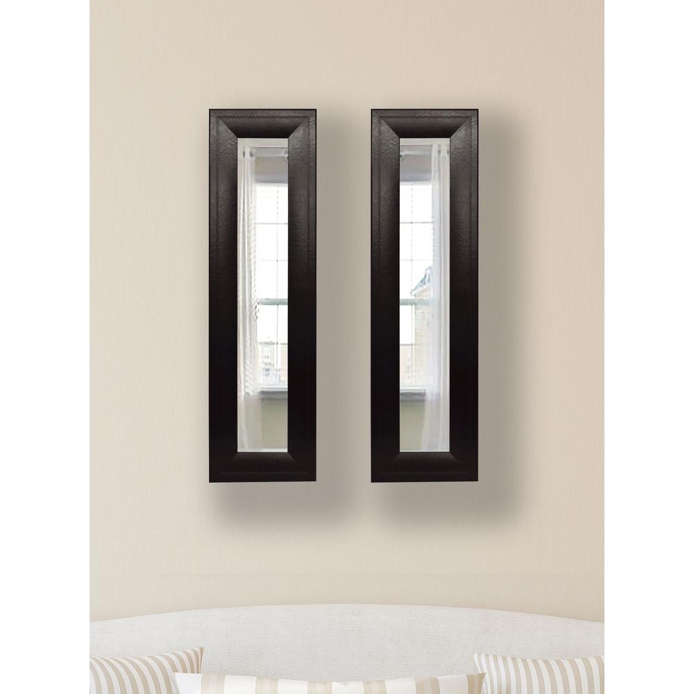 11 75 In X 32 Espresso Leather Vanity Mirror Set Of 2 Panels