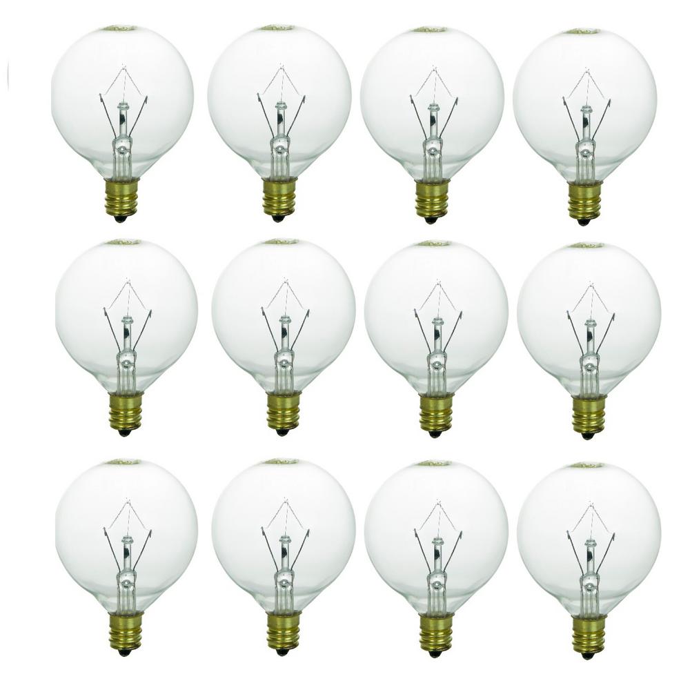 Sunlite 25 Watt G16 5 Globe Candelabra Base E12 Base Incandescent Clear 