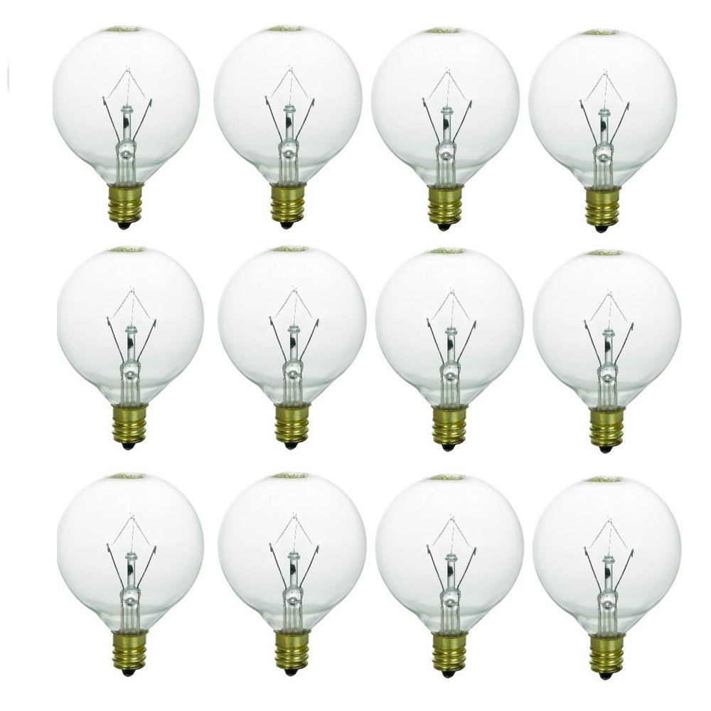 Sunlite 25-Watt G16.5 Globe Candelabra Base E12 Base Incandescent Clear ...