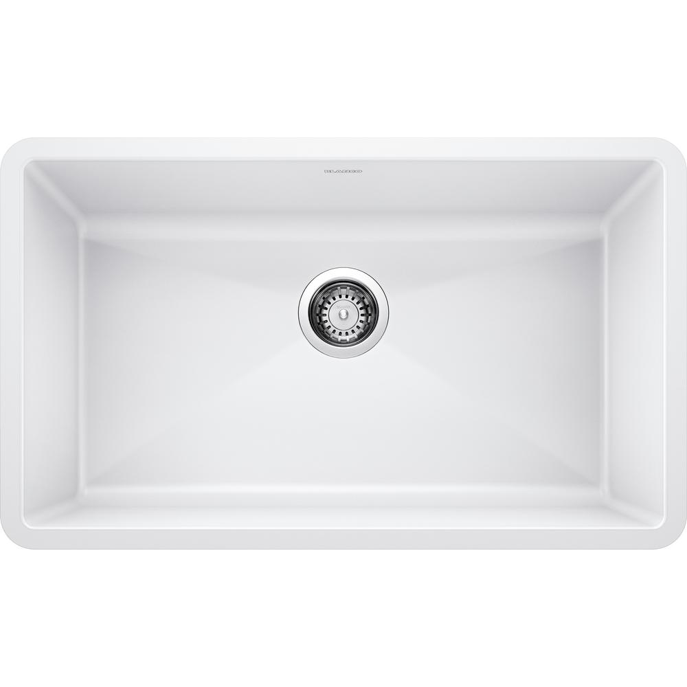Blanco Precis Undermount Granite Composite 21 In Single Bowl Kitchen Sink In White 513426 The Home Depot