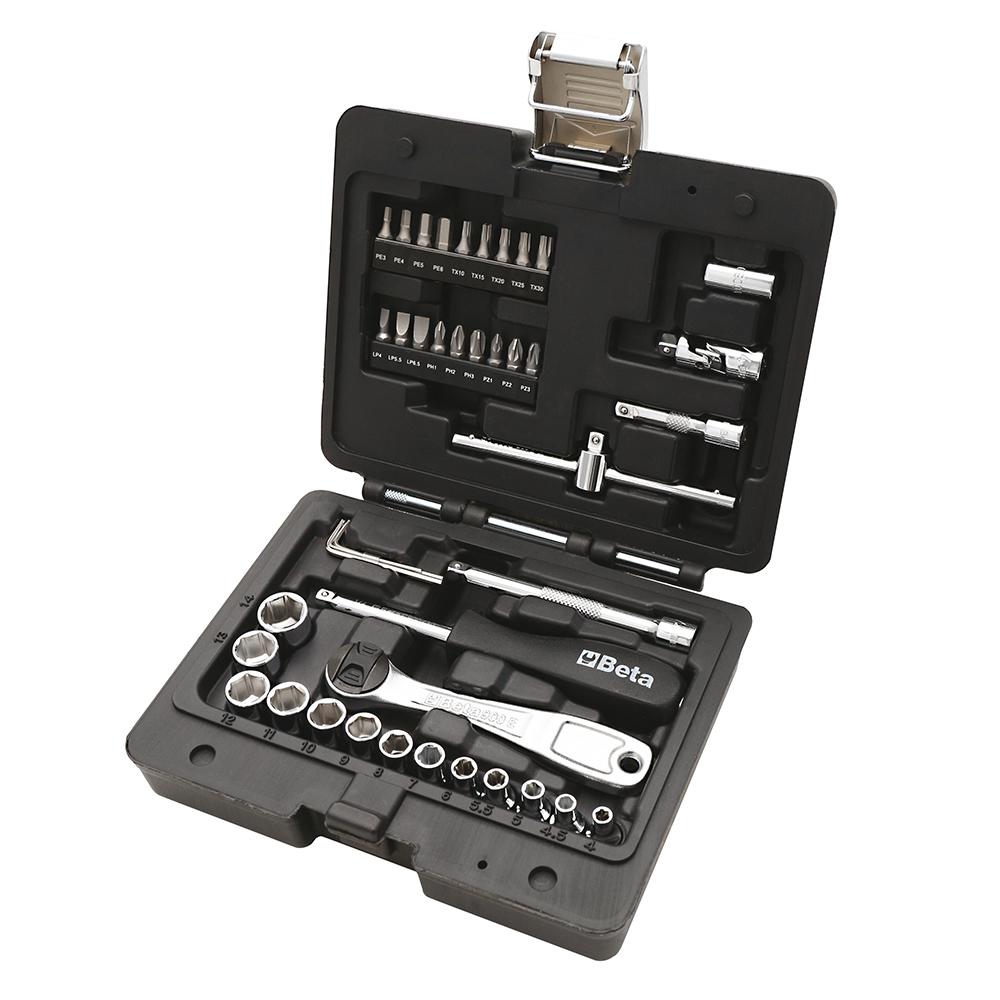 K Tool International 23000 16 Piece 1//2-Inch Drive Fractional Shallow Socket Set