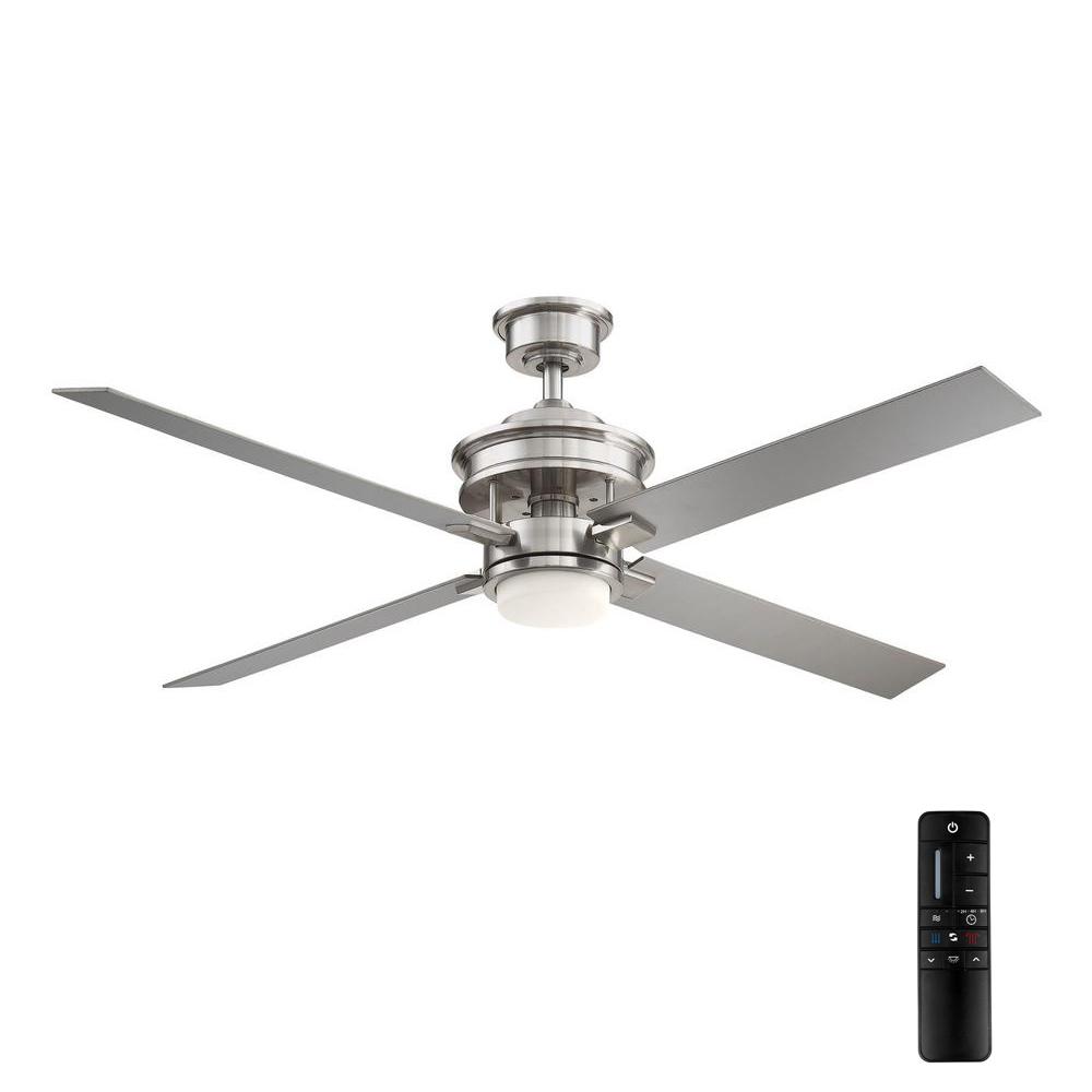 Home Decorators Collection Lincolnshire 60 In Led Brushed Nickel Ceiling Fan With Light