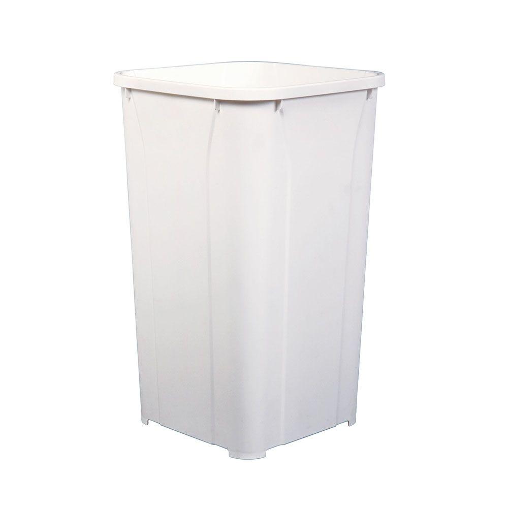 Knape Vogt 18 In H X 11 W D Plastic 27 Qt D Plastic 27 Qt Replacement Pull Out Trash Can In White Qt27pb W The Home Depot