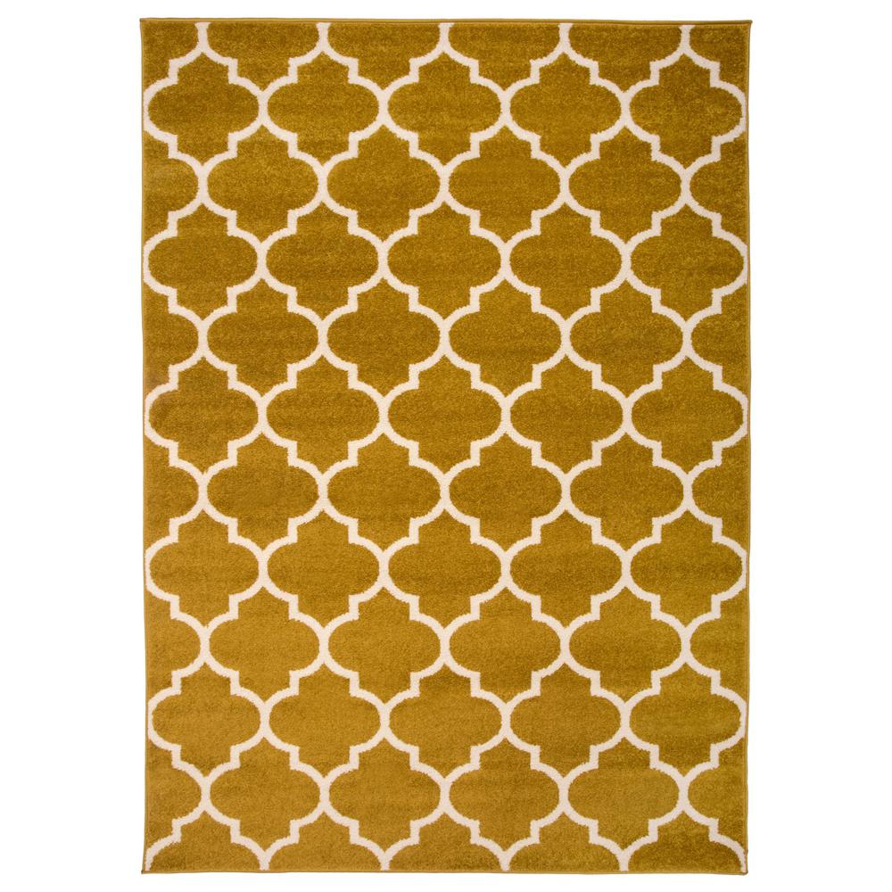World Rug Gallery Contemporary Moroccan Trellis Gold 5 Ft X 7 Indoor Area